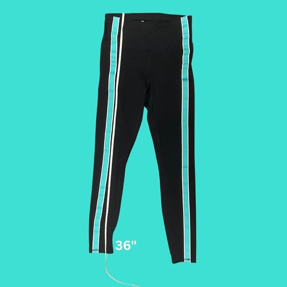 🏃‍♀️ Under Armour Black Leggings w/ Aqua Side Stripes | Size M - Picture 7 of 9